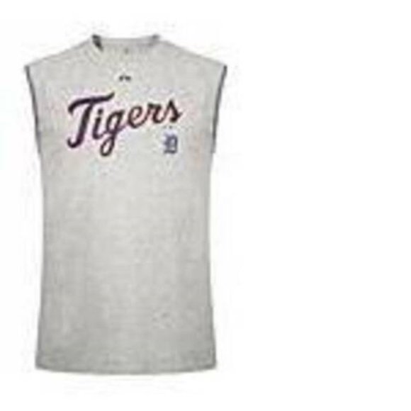 Mens Detroit Tigers Tank Top Gray Small MLB Baseball Muscle Shirt Crewneck - Picture 1 of 4